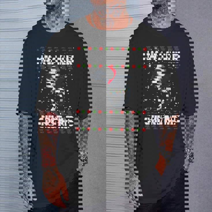 Have A Killer Whale クリスマス サンタ アグリークリスマス シャチ ファニー Tシャツ 彼への贈り物