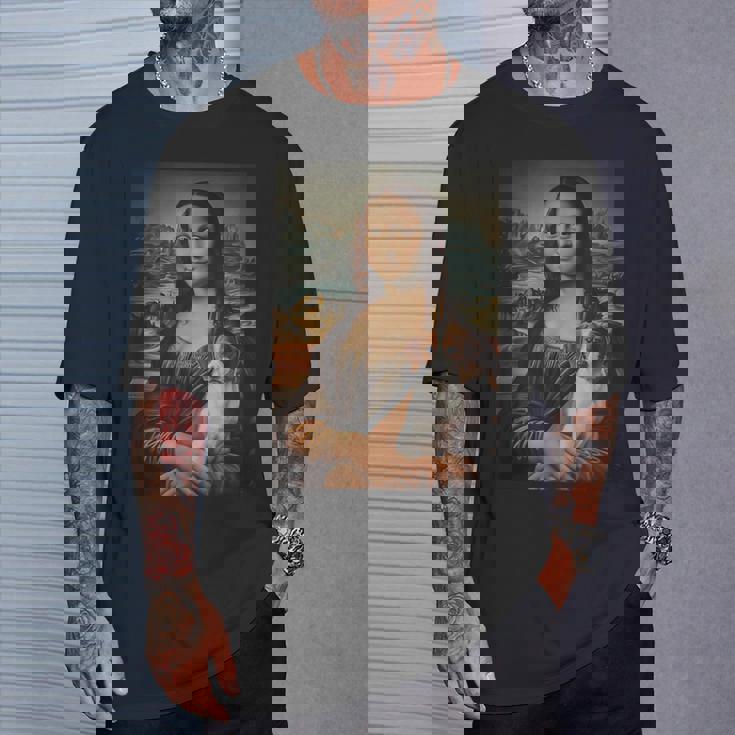 Jack Russel Mona Lisa Pittura Artistica Cane Mamma Papà Maglietta Regalos para él