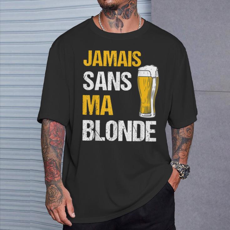 Jamaisans Ma Blonde Homme Humour Biere Alcool T-Shirt Cadeaux pour lui