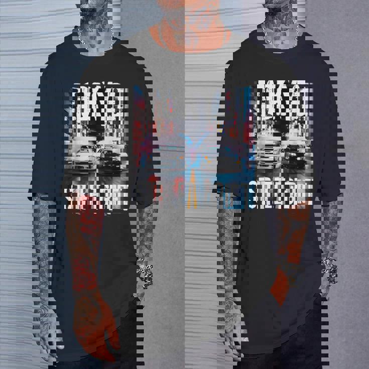 Jdm日本人ドリフトレースカー2台 東京ストリートドリフト夜 Tシャツ 彼への贈り物