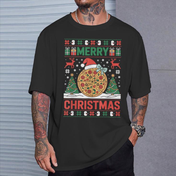 Joyeux Noël Pizza Pull Laidapin De Noël Amusant T-Shirt Cadeaux pour lui