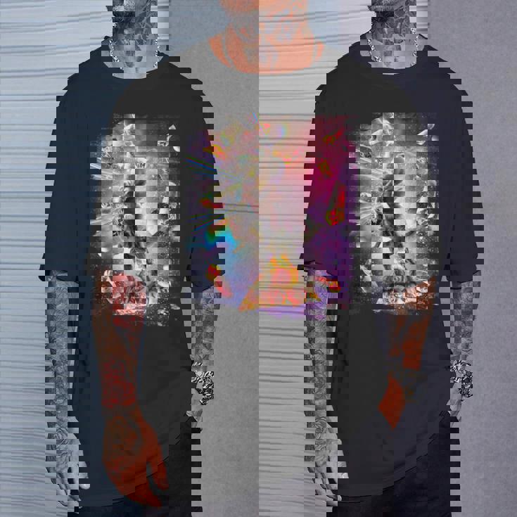 Láser Ojos Espaciales Llamaobre Perezoso Dinosaurio Camiseta unisex Regalos para él