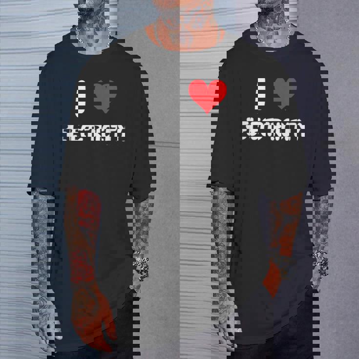 I Love Electricity ハート 電気技師ユーティリティ電気 Tシャツ 彼への贈り物