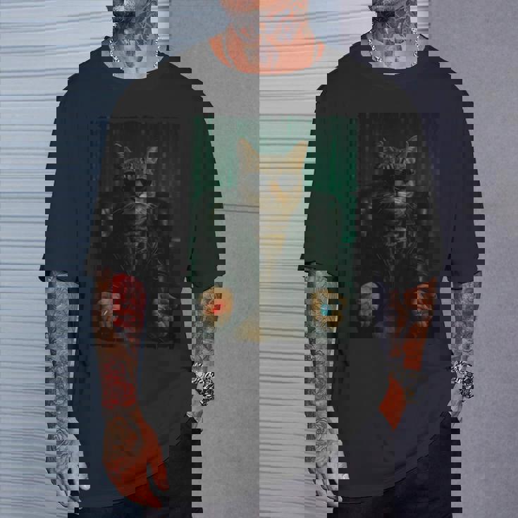 Matrix Cat Píldora Roja Píldora Azul Manga Larga Camiseta unisex Regalos para él