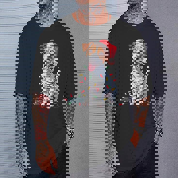 Mignon Chien Jack Russell Lumières De Noël Noël Amoureux Des Manche Longue T-Shirt Cadeaux pour lui