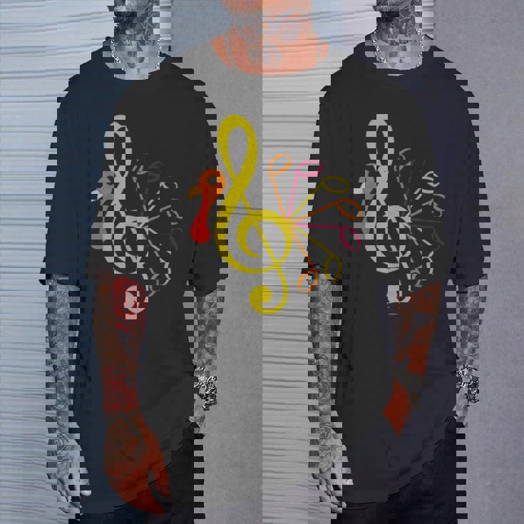 Music Note Symbol Turkey Teacher Fall Thanksgiving Autumn T-Shirt Gifts for Him