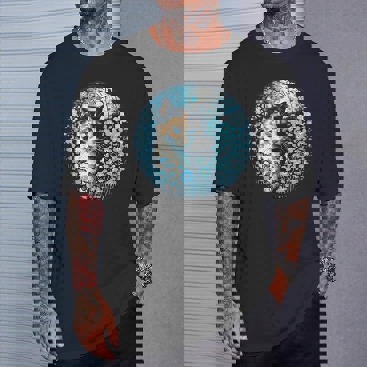 No Me Olvides De Flores Y Gato Calicó Camiseta unisex Regalos para él