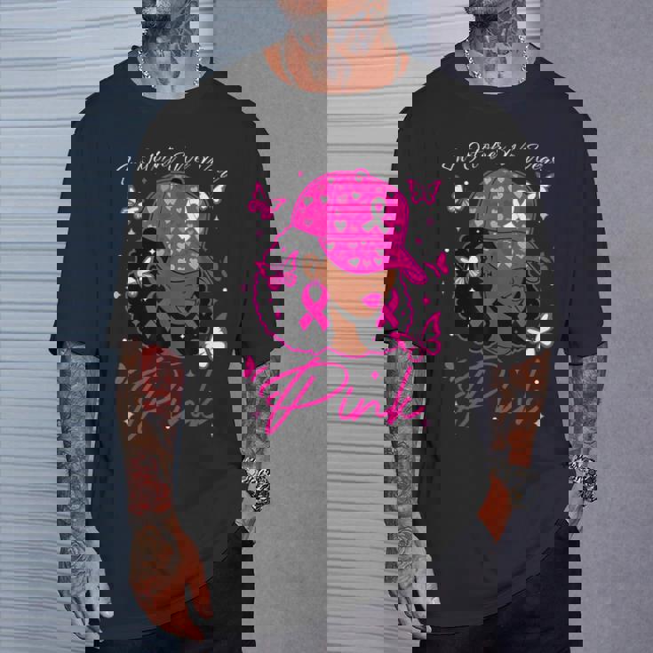 In October We Wear Pink Breast Cancer Awareness Black Women T-Shirt Gifts for Him