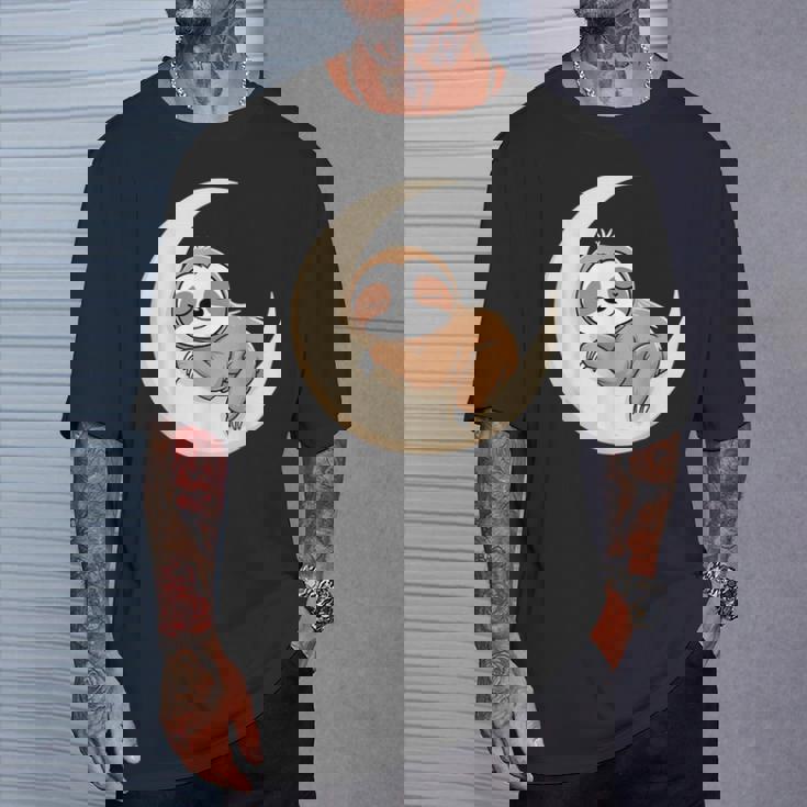 Perezoso Dormido En La Luna – Ilustración Camiseta unisex Regalos para él