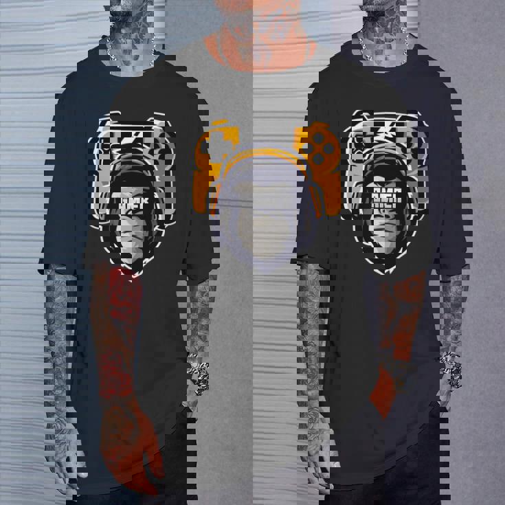 Playtation ゲーマーギフト モンキー ゲームプレーヤー ビデオゲーム 長袖tシャツ Tシャツ 彼への贈り物