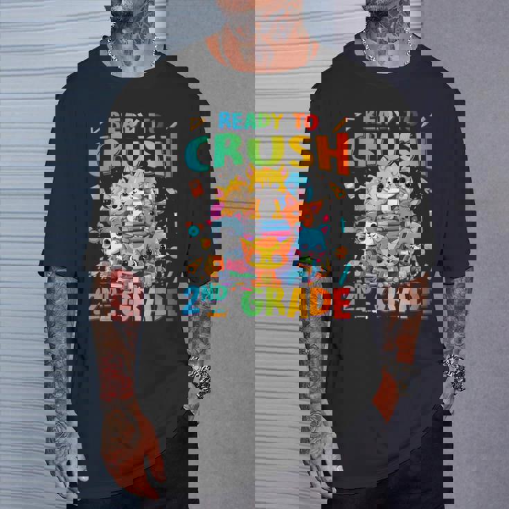 Ready To Crush 2Nd Grade Back Tochool 2Nd Grade Cat Kitten Tシャツ 彼への贈り物