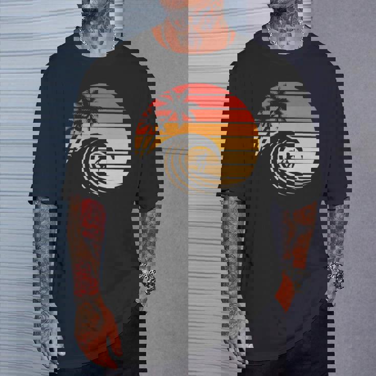 Retro Deurf Al Atardecer Intage Paraurfista De Playa Manga Larga Camiseta unisex Regalos para él