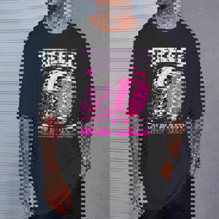 Tackle Breast Cancer Awareness Fighting American Football T-Shirt Gifts for Him