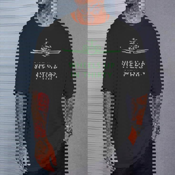 Wheels Up In Thirty プライベートジェット用語 長袖tシャツ Tシャツ 彼への贈り物