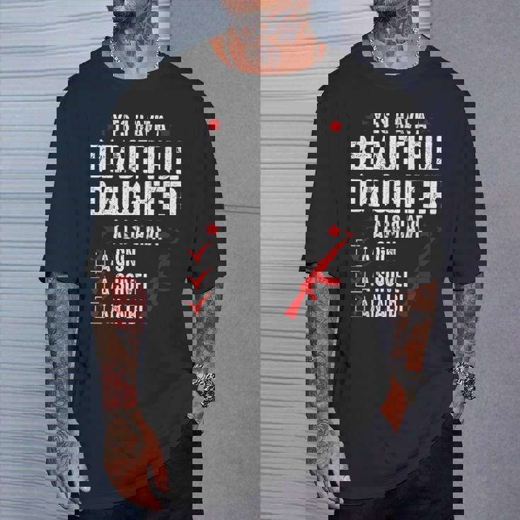 メンズ Yes I Have A Beautiful Daughters I Also Havearcastic Tシャツ 彼への贈り物