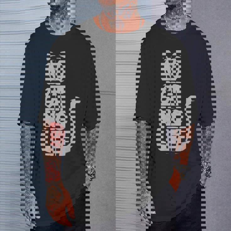 「No Cat No Life」 猫 シルエット Tシャツ 彼への贈り物