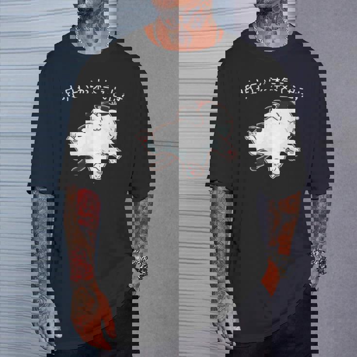 「明日から本気出す」 猫 ネコ好き 面白い 筆文字 ユーモア満点 おもしろ Tシャツ 彼への贈り物