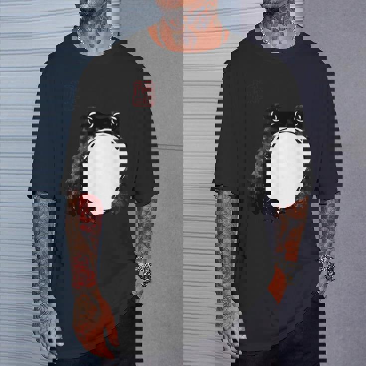 【かゑるまにあ】不機嫌な蛙 日本の侍カエル 浮世絵 かえる 日本禅美術 伝統芸術 松本奉時 ヴィンテージ タトゥーアート Tシャツ 彼への贈り物