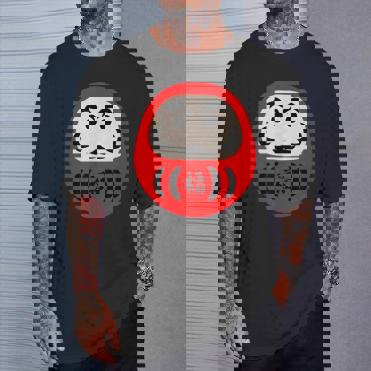 【だるま 福】面白い おもしろ 文字入り 開運グッズ 運気アップ 縁起物 ラッキー 和柄 ネタ ウケ狙い 日本 お土産 Tシャツ 彼への贈り物