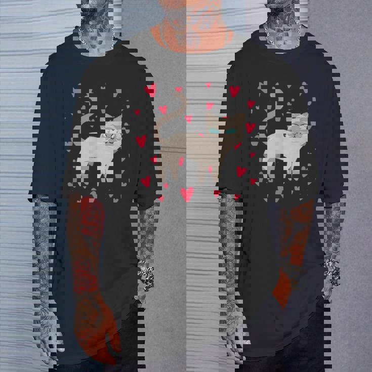 かわいいシャム猫プリント Tシャツ 彼への贈り物