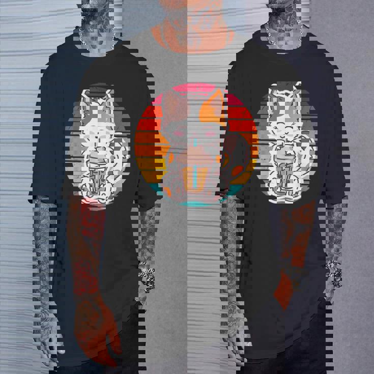 かわいい猫 ボバ ティーバブル アニメ 日本猫 女の子 ティーン Tシャツ 彼への贈り物