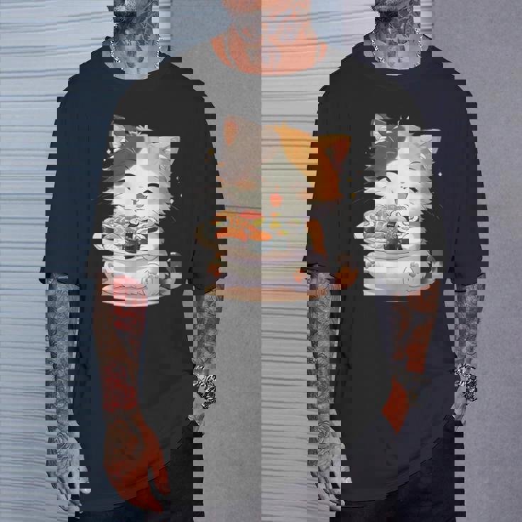 わがまま猫 寿司ねこ ラーメン好き かわいい おもしろ マンガ Tシャツ 彼への贈り物