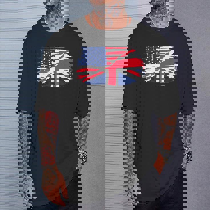 アメリカの国旗-ユニオンジャック-イギリスの国旗 Usa Flag Union Jack Uk Flag Tシャツ 彼への贈り物