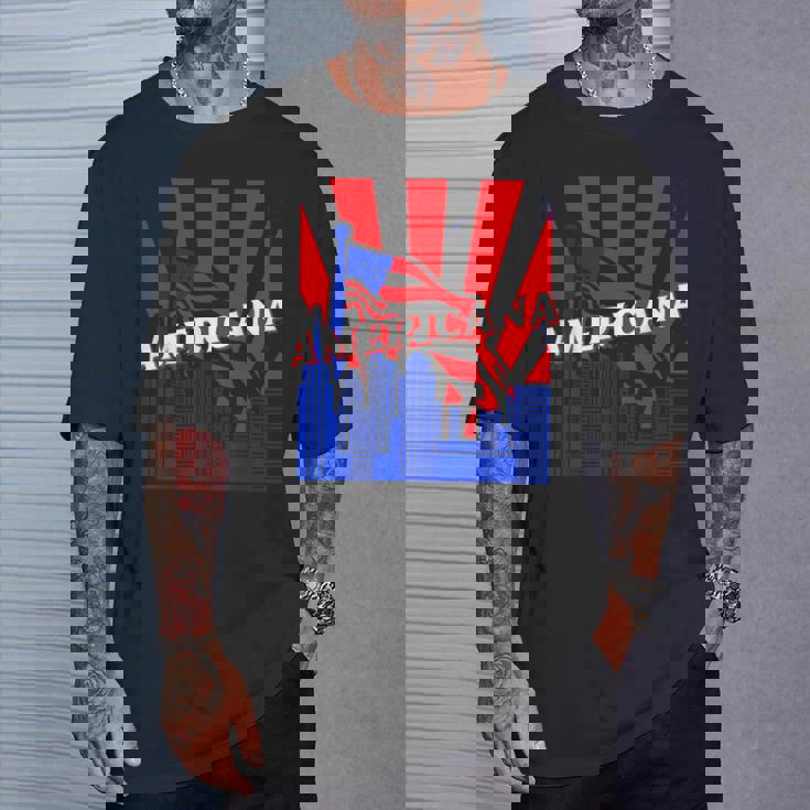 アメリカーナ、都市、旗、Bjj、柔術、Mma、ファイティング、ボックス。 Tシャツ 彼への贈り物