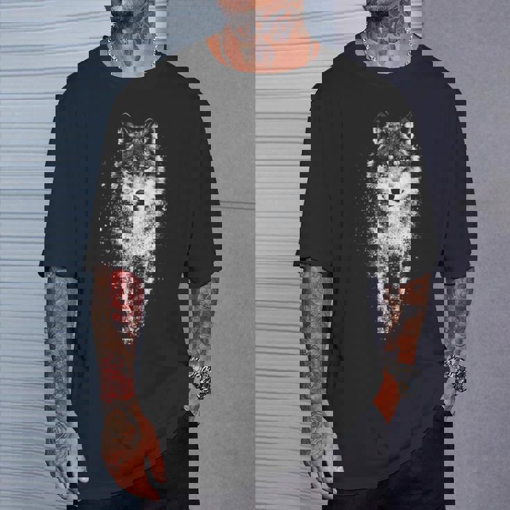 オオカミ 動物 モチーフ イラスト オオカミ 長袖tシャツ Tシャツ 彼への贈り物