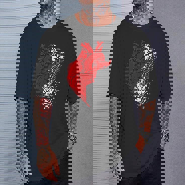 オートバイ エンジン バイカー アンチバレンタインデー 面白いグラフィック 長袖tシャツ Tシャツ 彼への贈り物