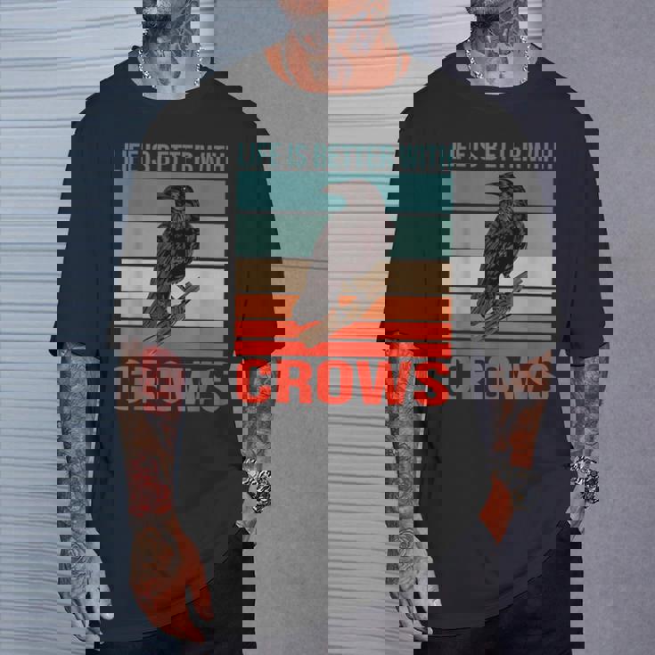 カラス ライフ・イズ・ベター バード鳥類学 カラス Tシャツ 彼への贈り物