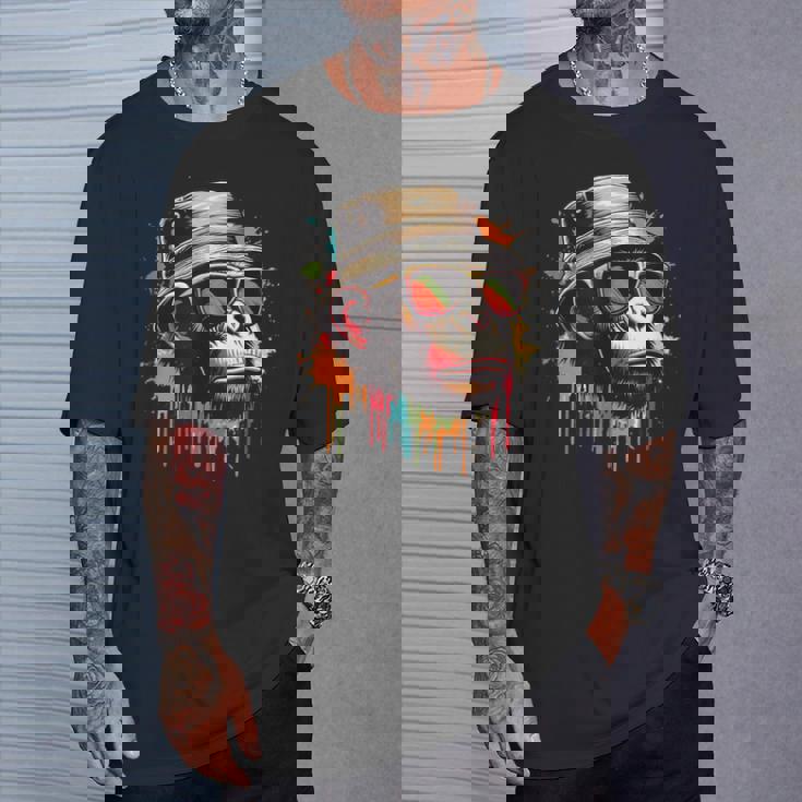 カラフル エイプ クール ヴィンテージ グラフィティ グラフィックアート Tシャツ 彼への贈り物