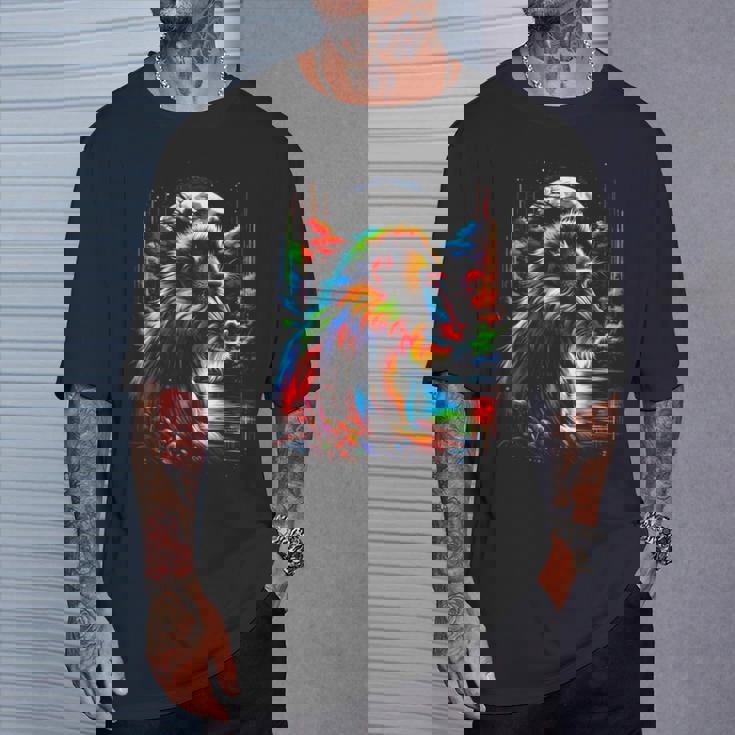 カラフル マンドリル 猿 精霊 動物 かっこいい イラスト アート Tシャツ 彼への贈り物