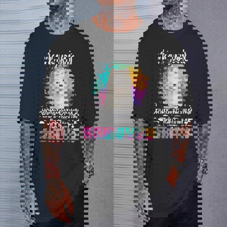 カラフルな世界 サモエド 犬 前足 犬のママ 服 ママ サモエドのアクセサリー 犬の学校 犬の飼い主 Tシャツ 彼への贈り物