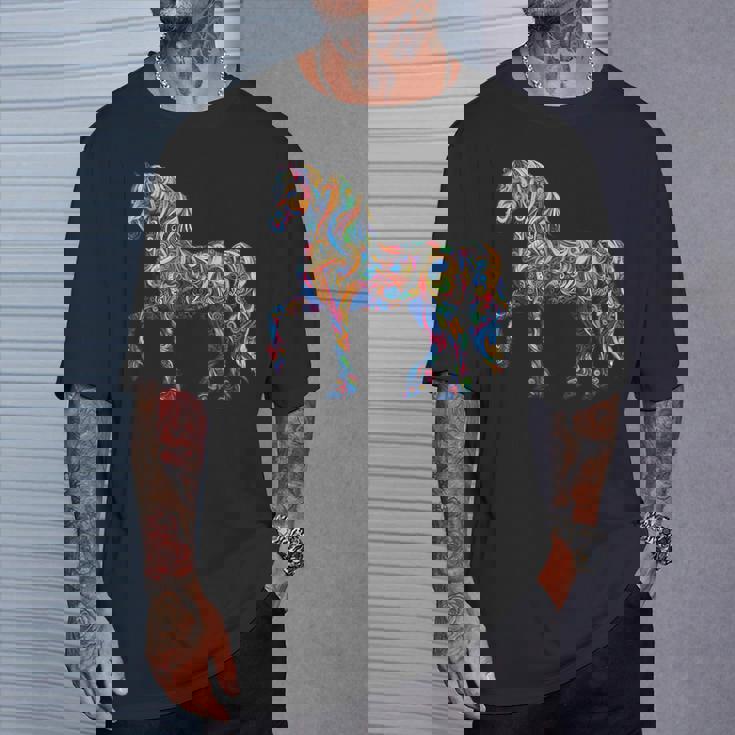 カラフルな抽象的な馬 Tシャツ 彼への贈り物