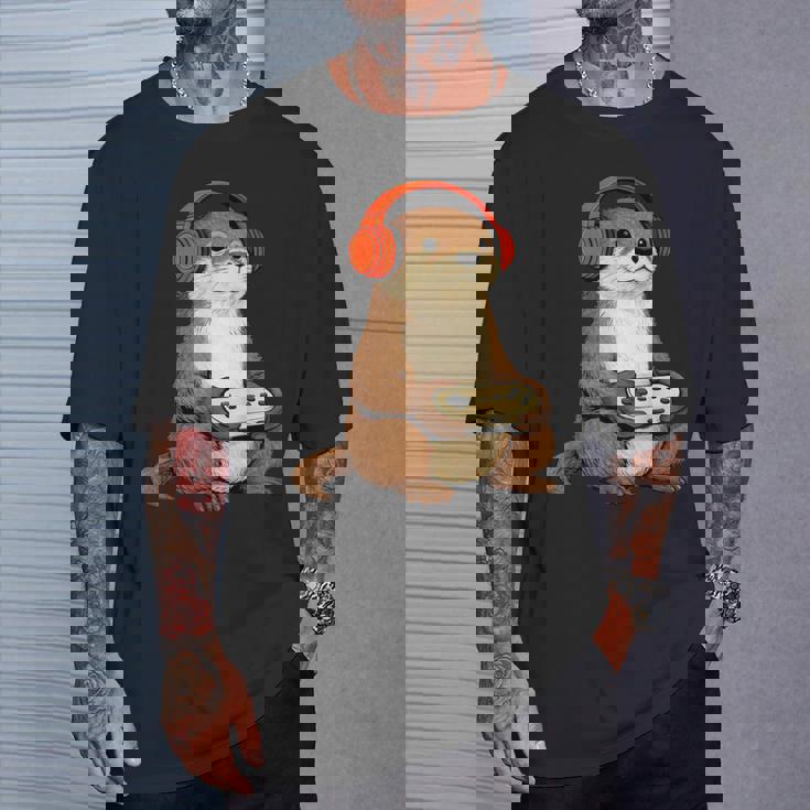 カワイイ カワウソ ゲーム アニメ レトロ 日本の芸術作品 ゲーマー 面白い Tシャツ 彼への贈り物