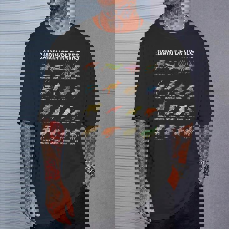 カンブリア紀の生き物チャート–先史時代の海洋生物アート Tシャツ 彼への贈り物