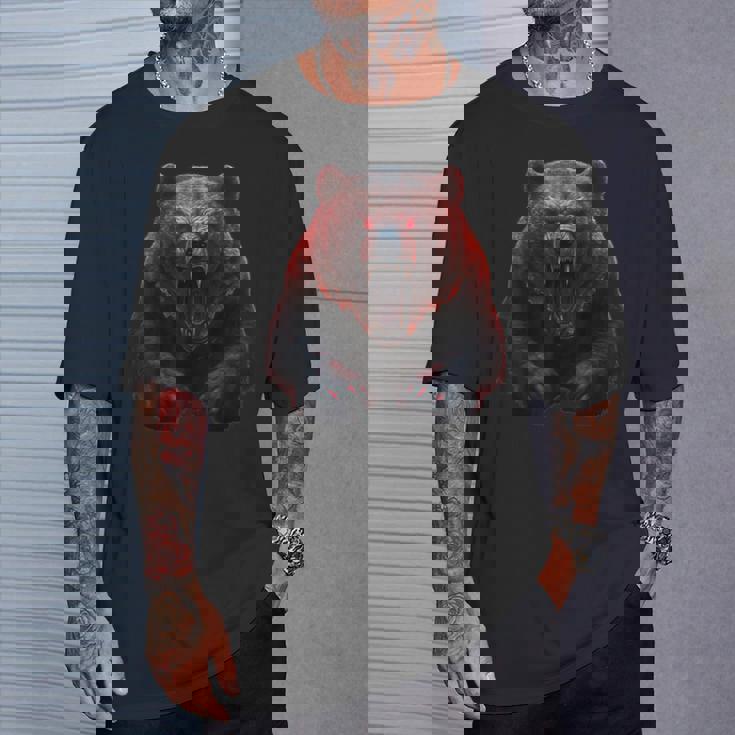 クマ、怒ったグリズリーベア、危険なホラーベア Tシャツ 彼への贈り物