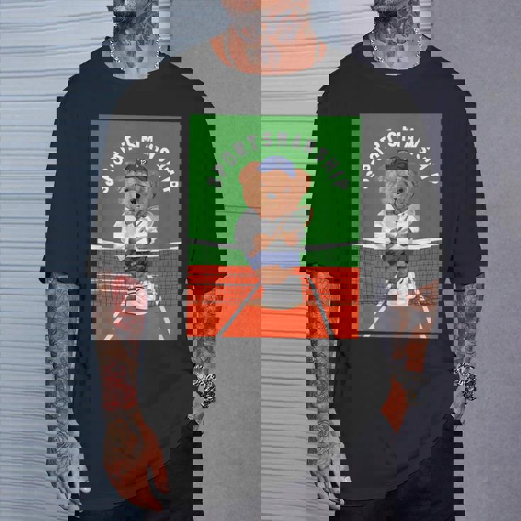 クールなテディベア テニス イラスト グラフィックデザイン Tシャツ 彼への贈り物