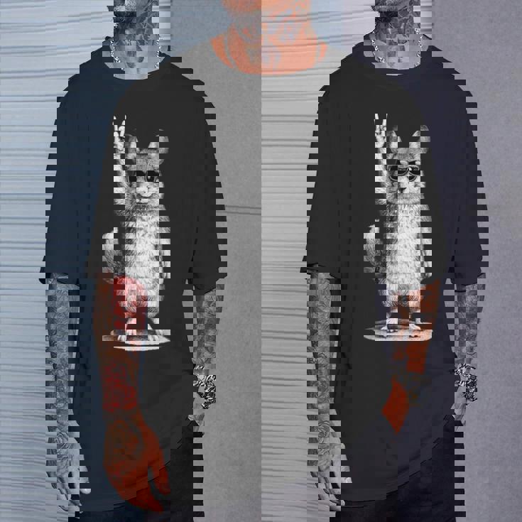 チンチラ ロックミュージック レトロ ヴィンテージ ペット愛好家 Tシャツ 彼への贈り物