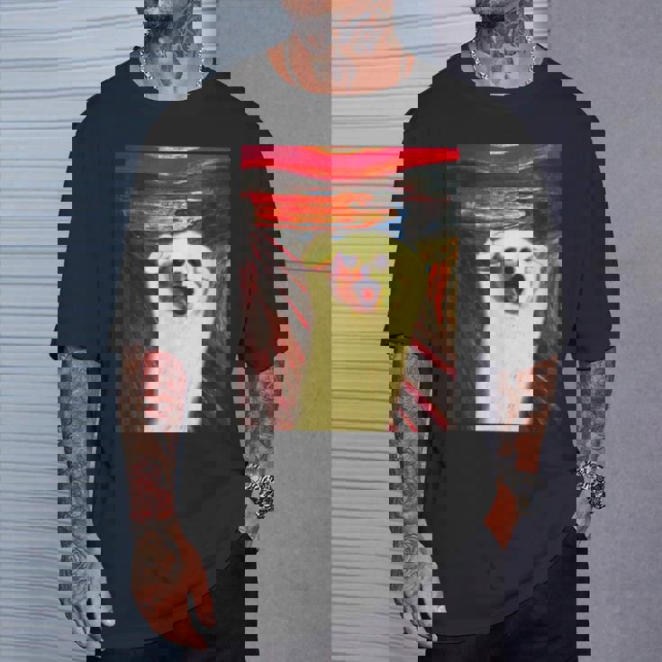 トイプードル 面白いtシャツ 犬 ムンクの叫び かわいい メンズ 子供 おもしろ 服 グッズ ネタ わんこ Tシャツ 彼への贈り物