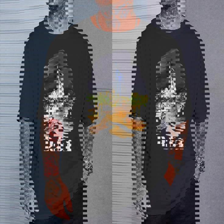 ドバイ Uae お土産絵画 ドバイの街 シャツ 長袖tシャツ Tシャツ 彼への贈り物