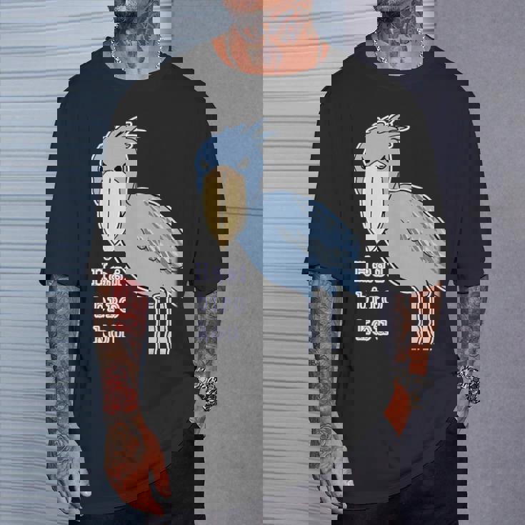 ハシビロコウさん『ビッグ プリント』青い鳥【どうぶつフレンズ】ゆるくて かわいい 動物園 長袖tシャツ Tシャツ 彼への贈り物