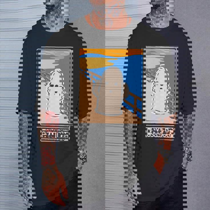 ハニワくん の ムンクの叫び 埴輪【ゆるフレンズ】名画 パロディ 歴史土器 キャラクター かわいい イラスト 面白い 長袖tシャツ Tシャツ 彼への贈り物