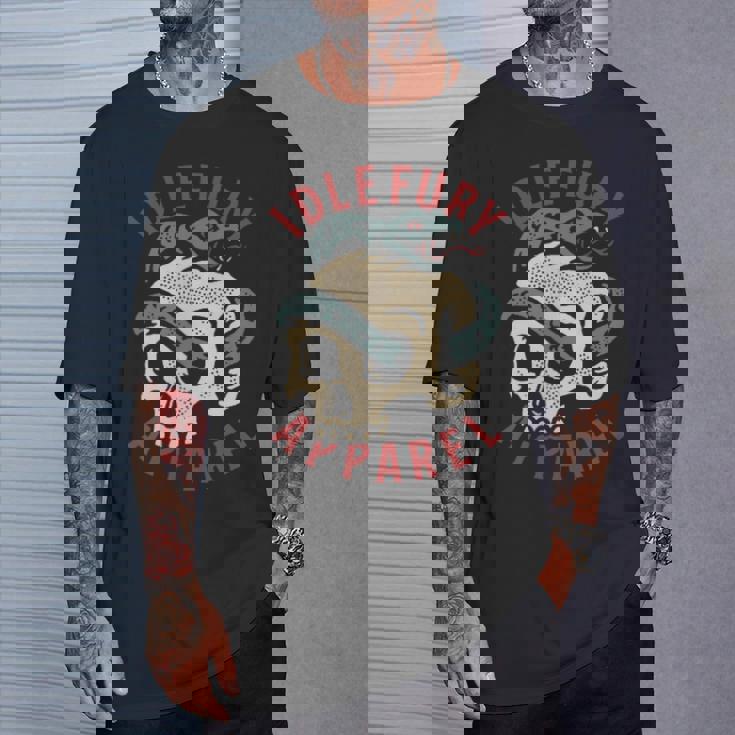 バック プリントを見る Idle Furykull &Nake ビンテージ クラシック スカル ヘビ タトゥー Tシャツ 彼への贈り物