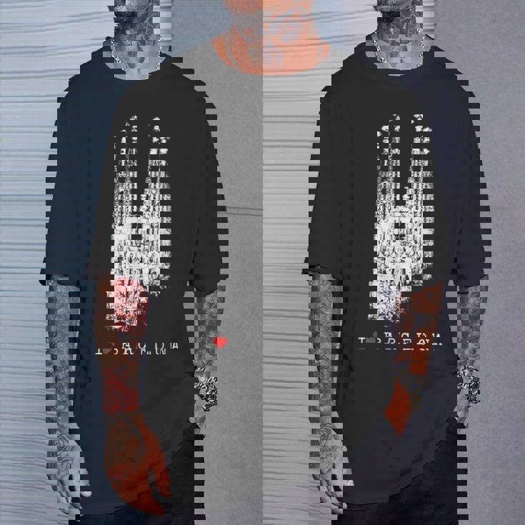 バルセロナ サグラダファミリア ヴィンテージ スパニッシュ I Love Barcelona Tシャツ 彼への贈り物