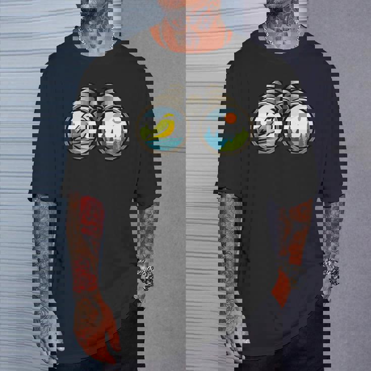 バードウォッチング双眼鏡デザイン Tシャツ 彼への贈り物