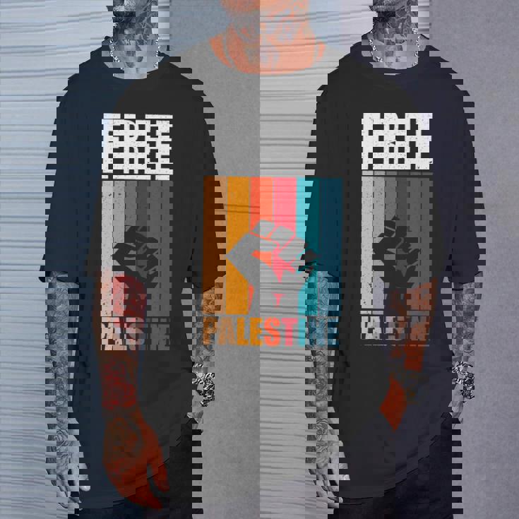 パレスチナ人のためのフリーパレスチナのレトロなビンテージデザイン 長袖tシャツ Tシャツ 彼への贈り物
