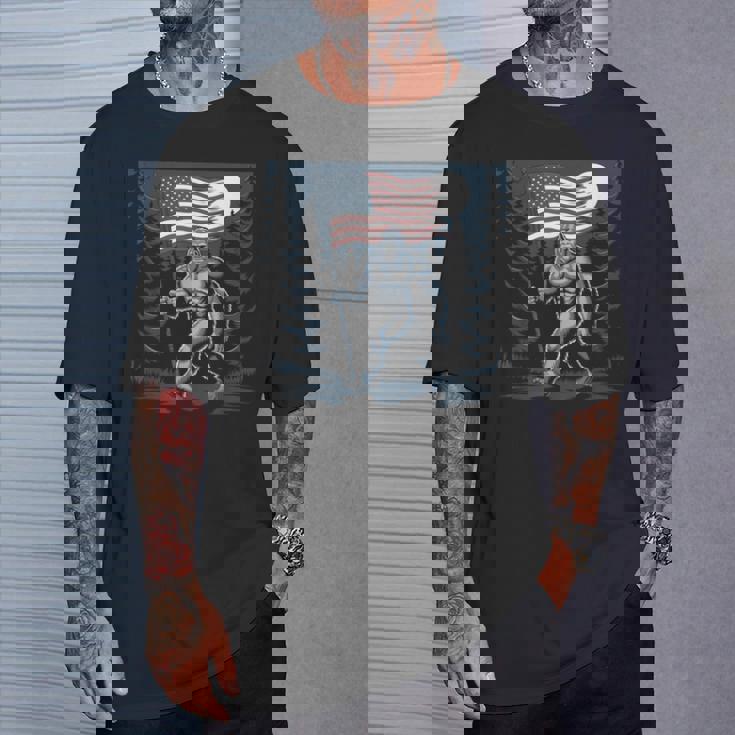 ビッグフット サスカッチ アメリカ国旗 愛国的 7月4日 アメリカ Tシャツ 彼への贈り物