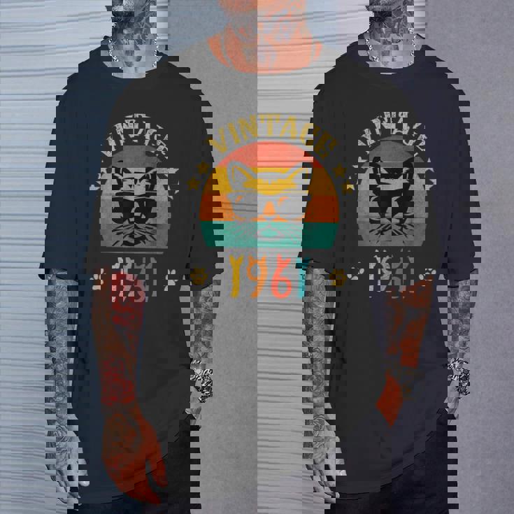 ビンテージファニーキャットシャツ 誕生日プレゼント 1961 メンズ レディース 65歳 Tシャツ 彼への贈り物